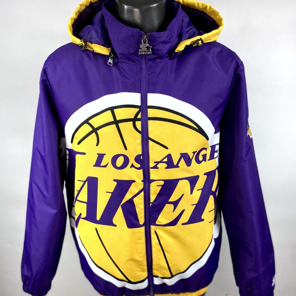 LOS ANGELES LAKERS Starter "BIG LOGO" Hooded Parka Jacket S M L XL 2X